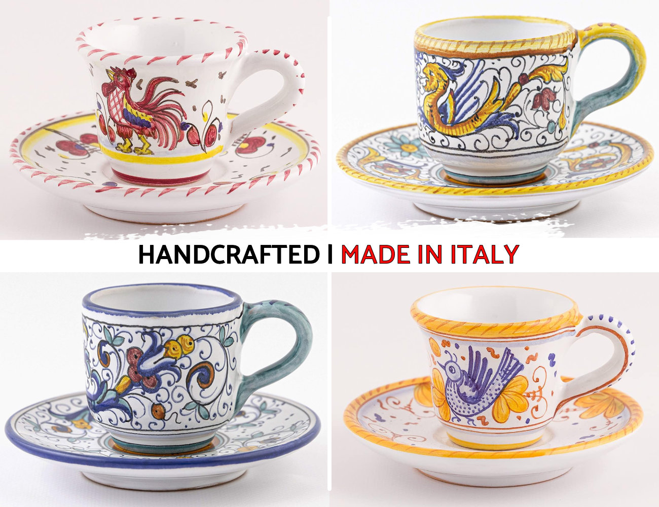 Handmade Italian Espresso Cup and Saucer from The Rosso Collection